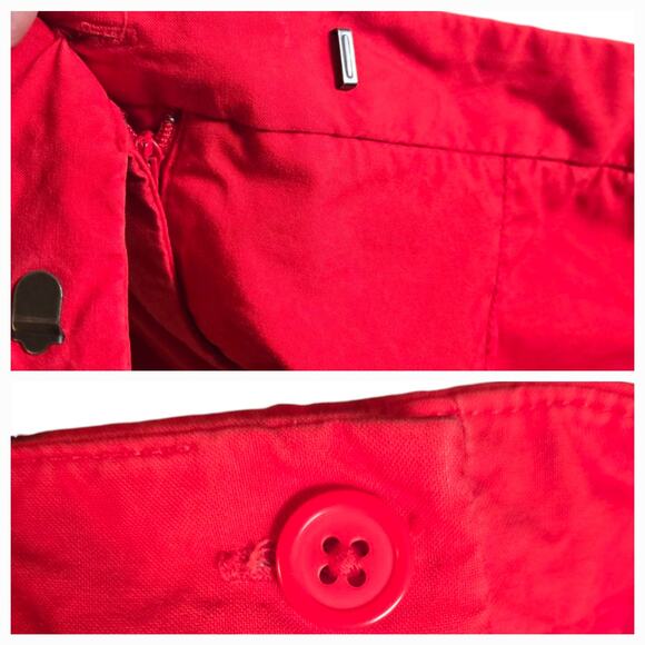 Anthropologie Red Poplin Wide Leg Pants Pleated Cotton Size 8 - Picture 4 of 5